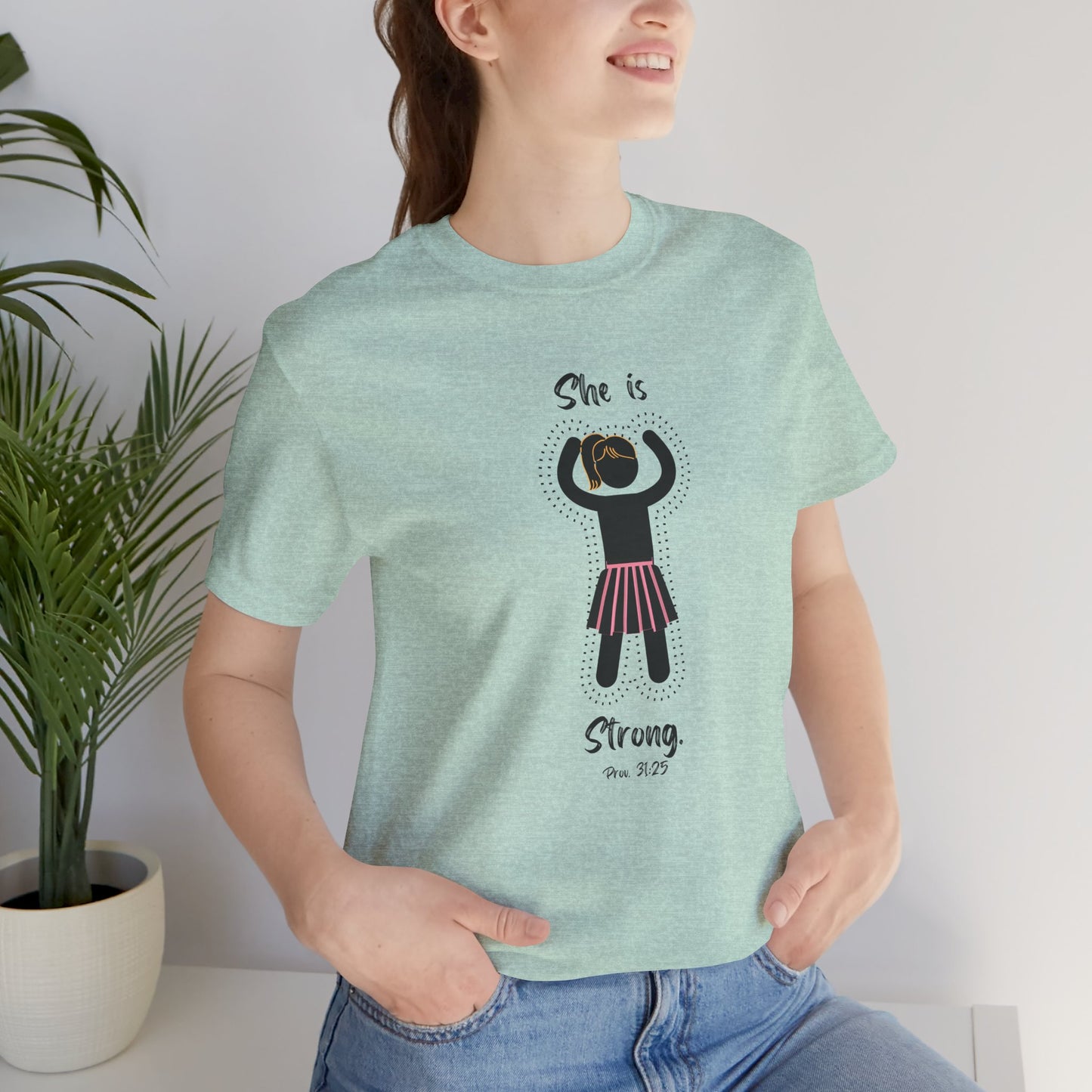 She is Strong LITE Proverbs 31:25 Christian Women’s T-Shirt – Faith-Based Inspirational Tee