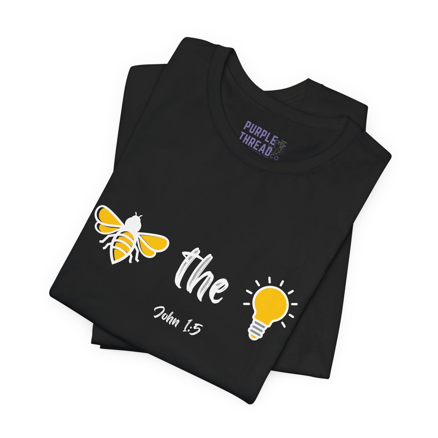 "Bee the Light" Jesus Shirt – Scripture T-Shirt for Men and Women Light and Cheerful Bee & Light Bulb Tee, Inspirational Gift, Summer Fashion, Nature Lover Shirt, Fun Daily Wear, Versatile Casual Top
