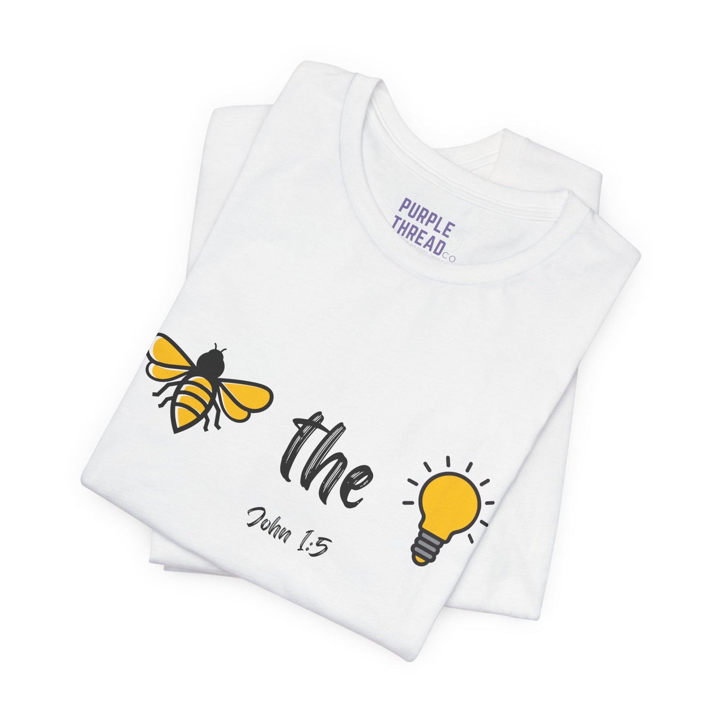 "Bee the Light" Jesus Shirt – Scripture T-Shirt for Men and Women Light and Cheerful Bee & Light Bulb Tee, Inspirational Gift, Summer Fashion, Nature Lover Shirt, Fun Daily Wear, Versatile Casual Top
