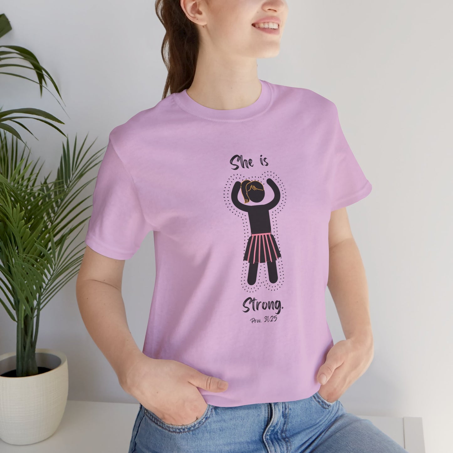 She is Strong LITE Proverbs 31:25 Christian Women’s T-Shirt – Faith-Based Inspirational Tee