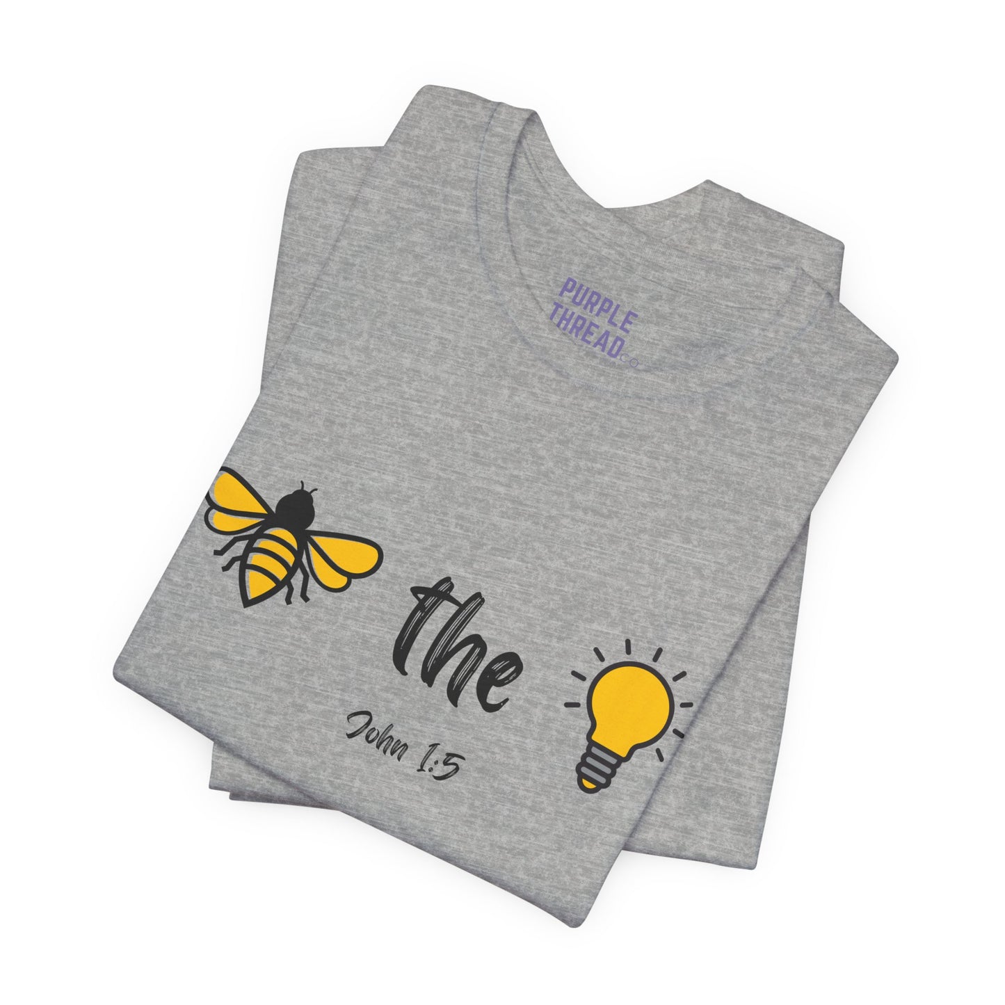 "Bee the Light" Jesus Shirt – Scripture T-Shirt for Men and Women Light and Cheerful Bee & Light Bulb Tee, Inspirational Gift, Summer Fashion, Nature Lover Shirt, Fun Daily Wear, Versatile Casual Top
