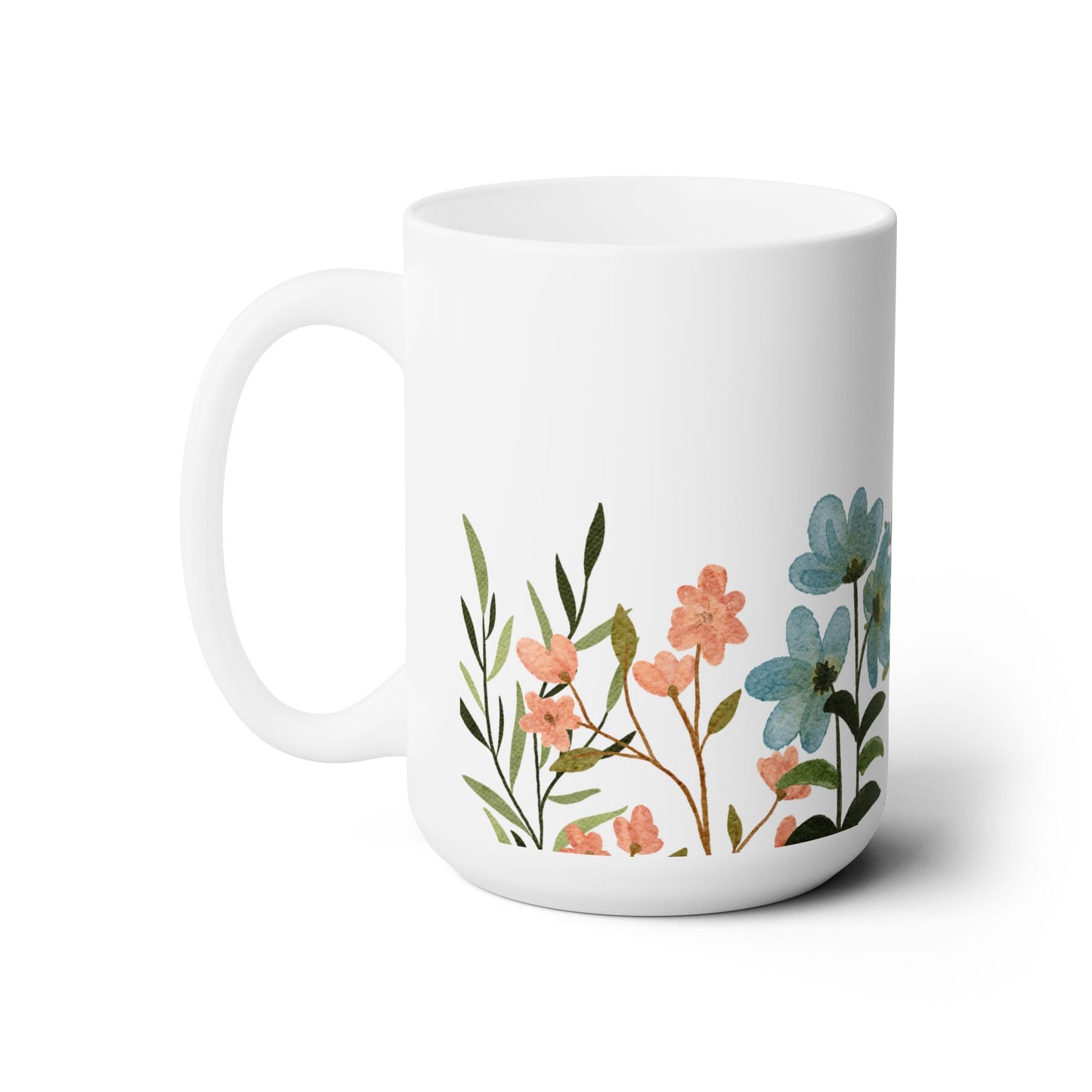 Wildflower mug, Bee mug, Watercolor blooms mug, Artistic flower mug,  Floral watercolor print, Pastel flower mug, Whimsical flower mug