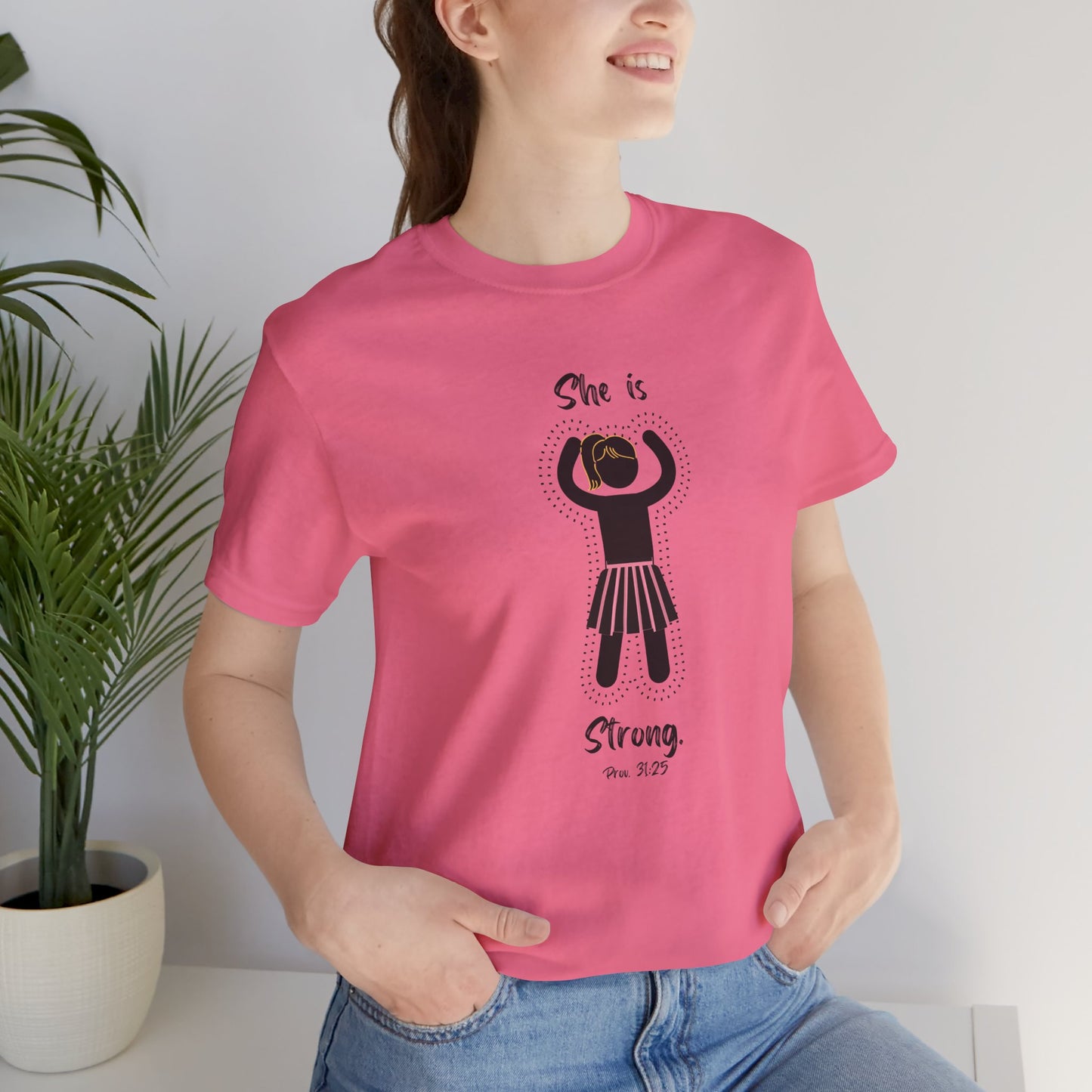 She is Strong LITE Proverbs 31:25 Christian Women’s T-Shirt – Faith-Based Inspirational Tee