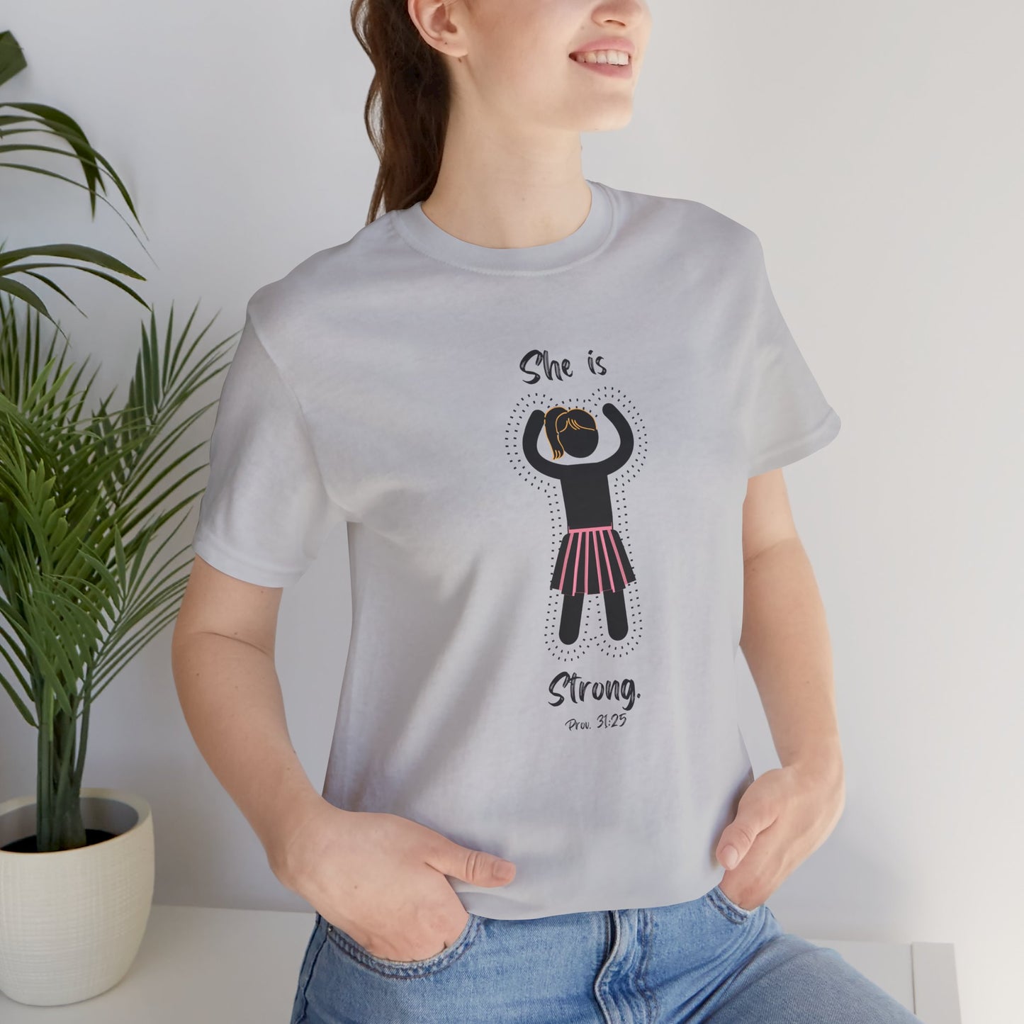 She is Strong LITE Proverbs 31:25 Christian Women’s T-Shirt – Faith-Based Inspirational Tee