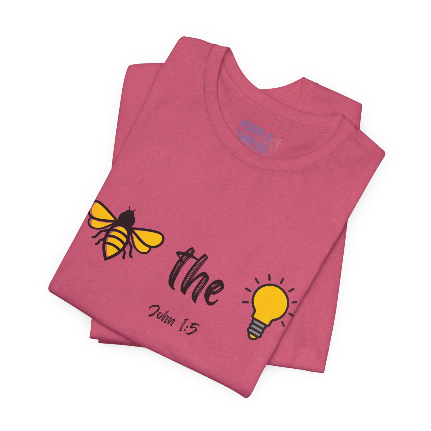 "Bee the Light" Jesus Shirt – Scripture T-Shirt for Men and Women Light and Cheerful Bee & Light Bulb Tee, Inspirational Gift, Summer Fashion, Nature Lover Shirt, Fun Daily Wear, Versatile Casual Top