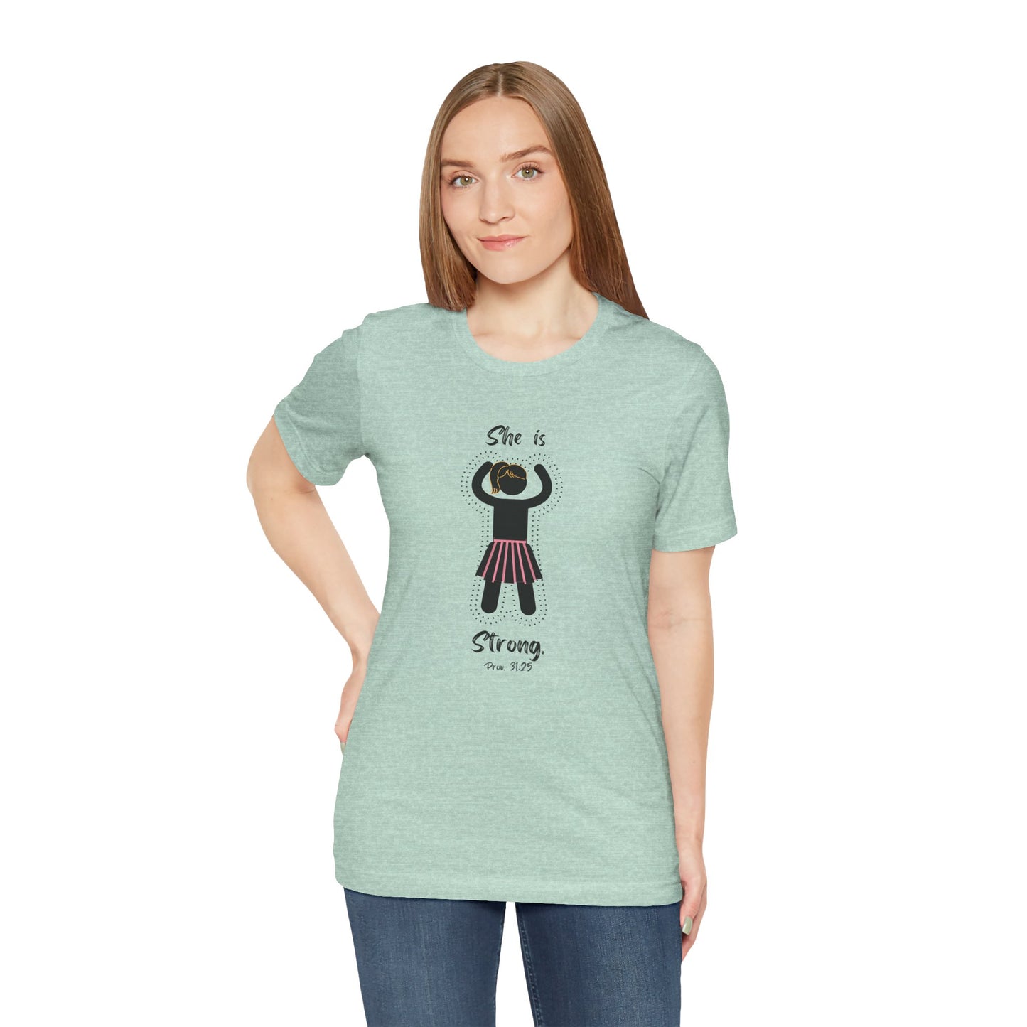 She is Strong LITE Proverbs 31:25 Christian Women’s T-Shirt – Faith-Based Inspirational Tee