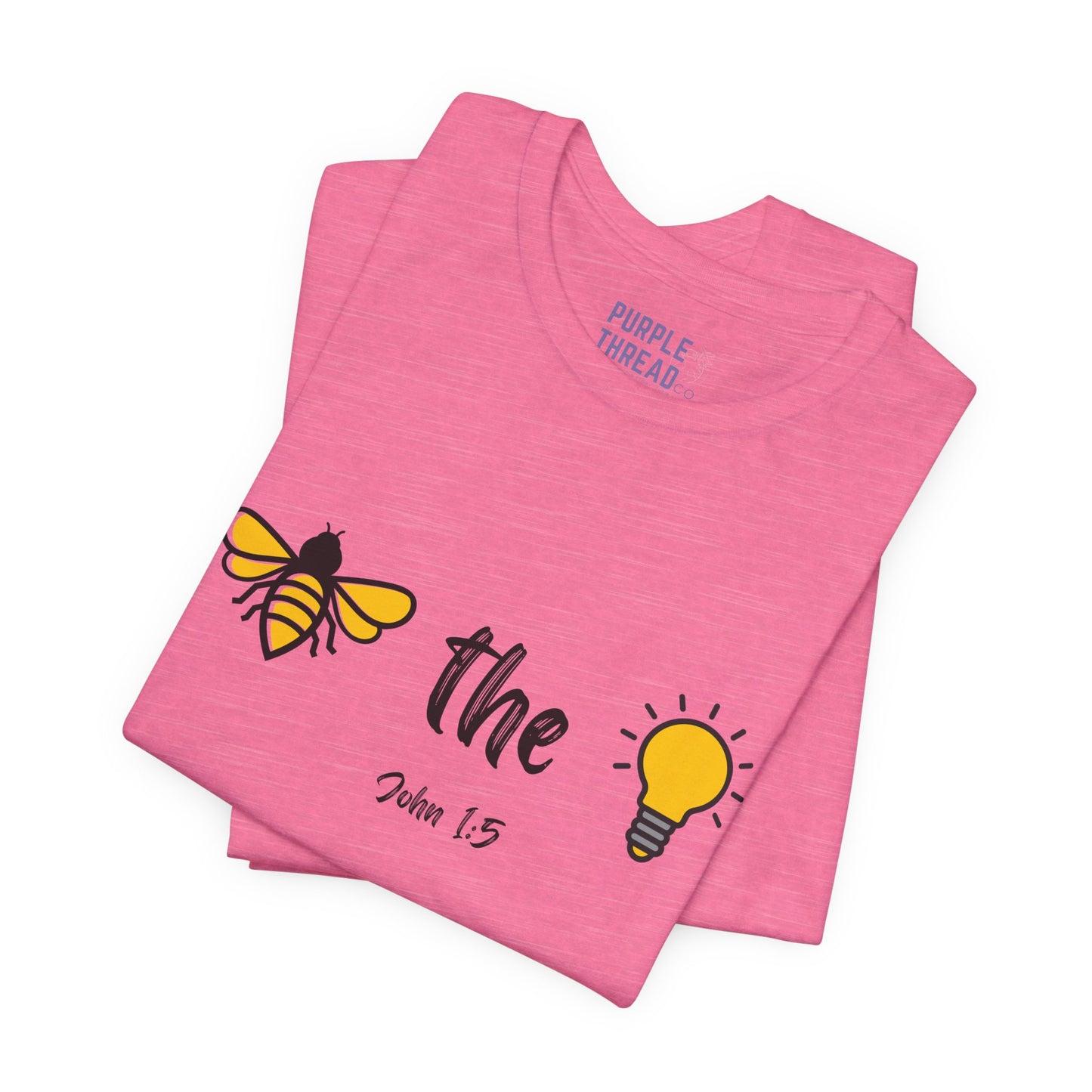 "Bee the Light" Jesus Shirt – Scripture T-Shirt for Men and Women Light and Cheerful Bee & Light Bulb Tee, Inspirational Gift, Summer Fashion, Nature Lover Shirt, Fun Daily Wear, Versatile Casual Top