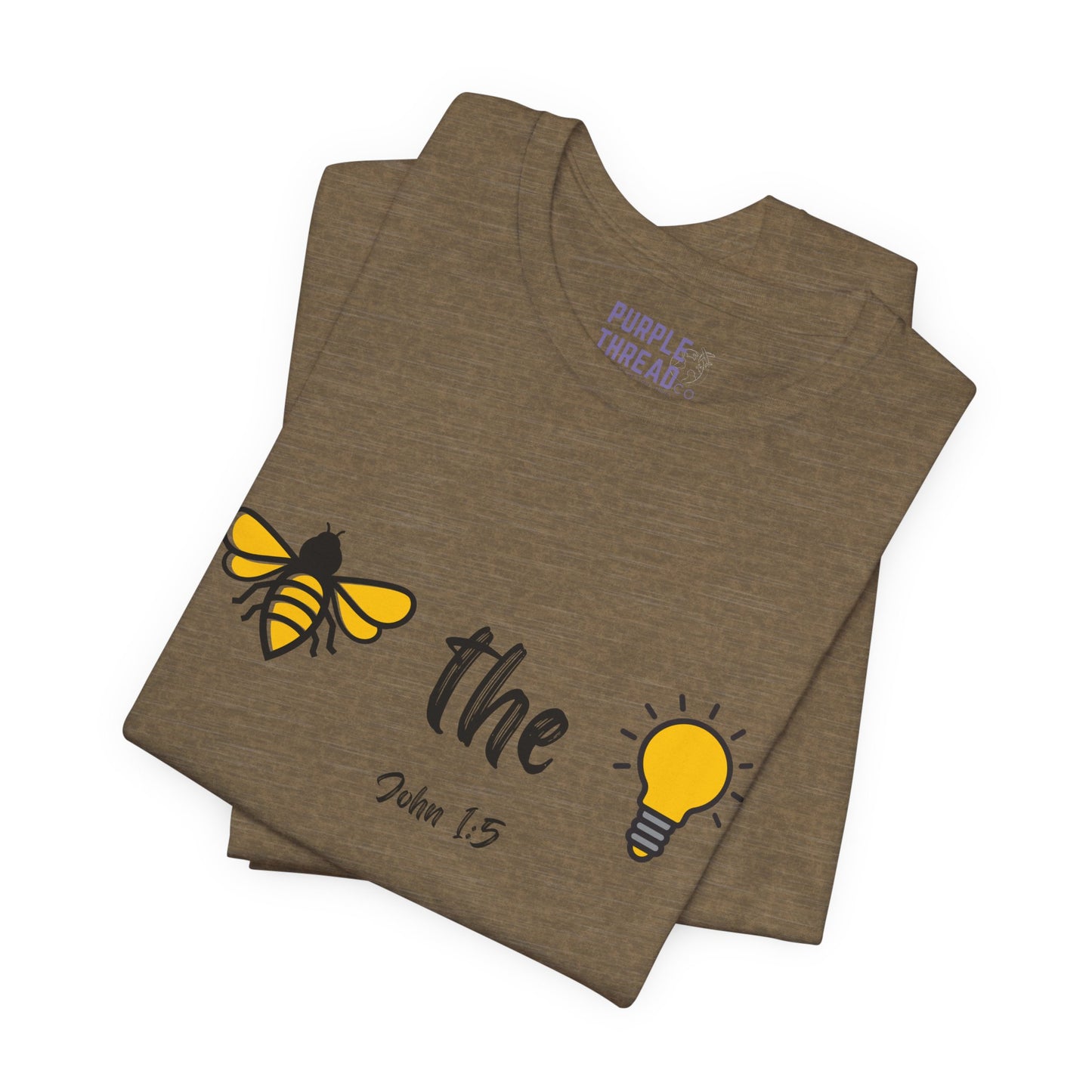 "Bee the Light" Jesus Shirt – Scripture T-Shirt for Men and Women Light and Cheerful Bee & Light Bulb Tee, Inspirational Gift, Summer Fashion, Nature Lover Shirt, Fun Daily Wear, Versatile Casual Top