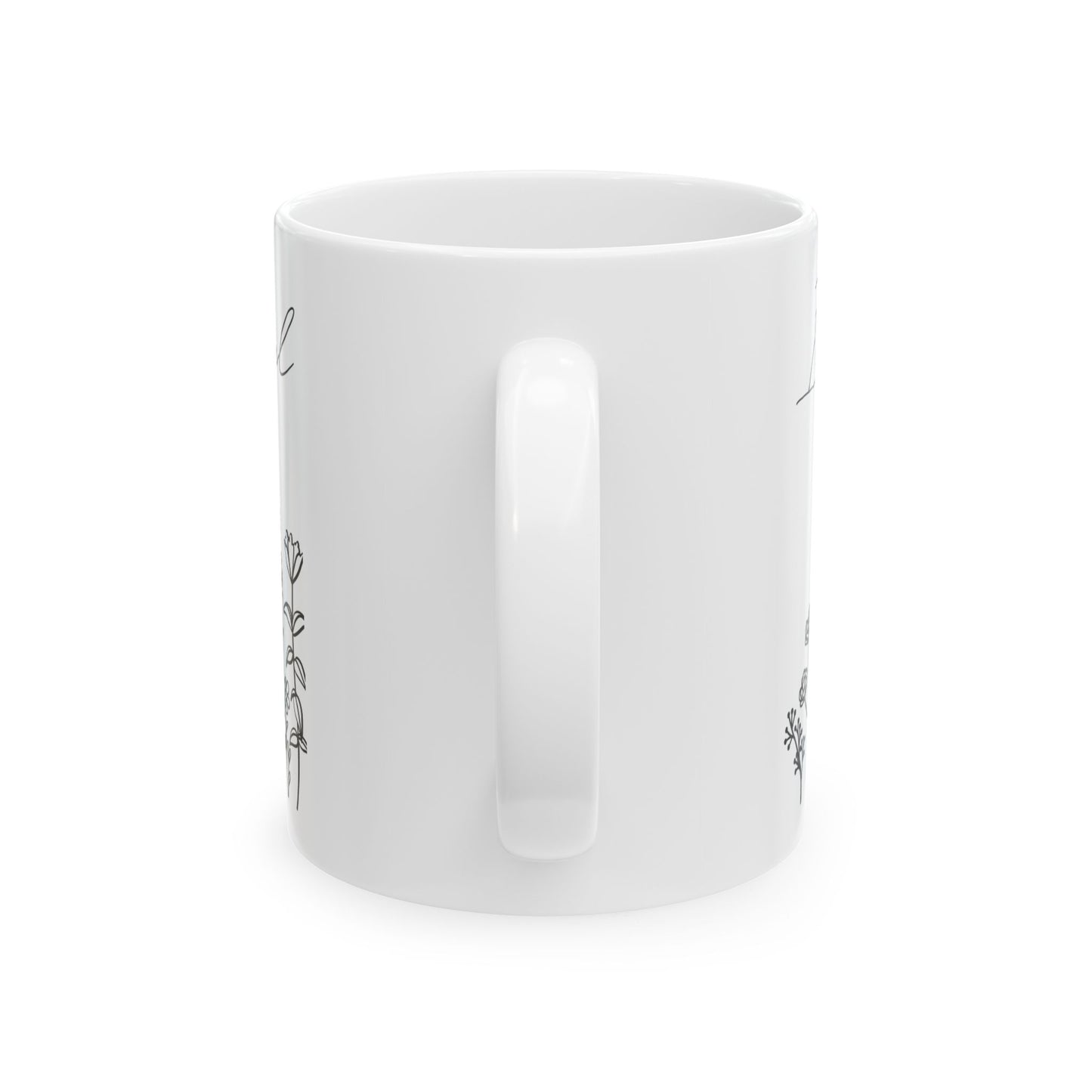 Mug with Line Art Flowers and 'It is Well with My Soul' Text