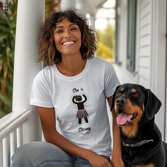 She is Strong LITE Proverbs 31:25 Christian Women’s T-Shirt – Faith-Based Inspirational Tee