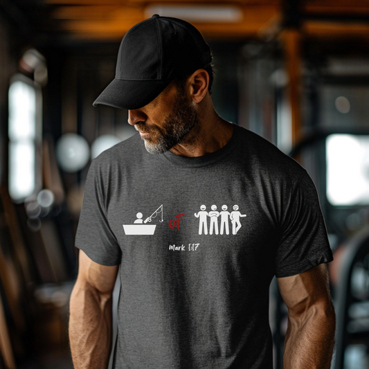 "Fisher of Men" Tee, Christian T-Shirt for Women and Men – Faith-Based Graphic Tee with Bible Verse or Inspirational Message – Soft Unisex Fit – Religious Apparel for Church, Gifts, or Everyday Wear – Jesus Shirt, Spiritual Clothing, Scripture Tee
